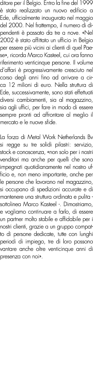 ditore per il Belgio. Entro la fine del 1999  stato realizzato un nuovo edificio a Ede, ufficialmente inaugurato nel...